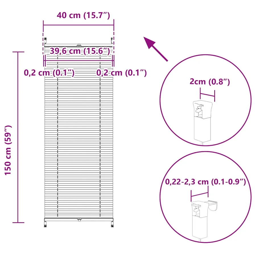 Store plissé 40x150 cm Blanc - 10