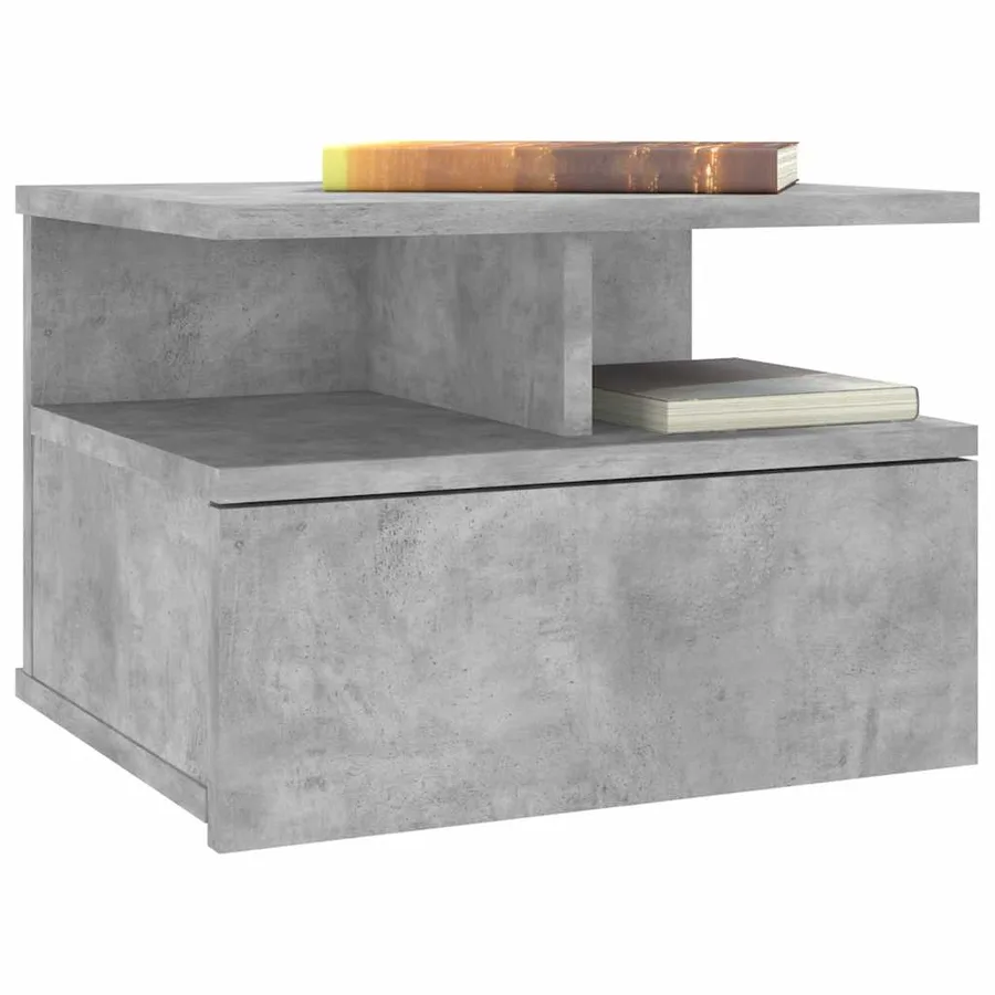 Table de chevet flottante Gris béton Bois d'ingénierie - 3
