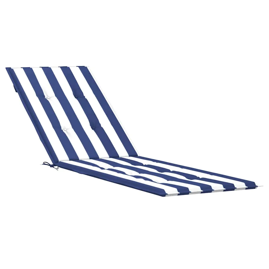 Coussin de chaise longue rayures bleues/blanches tissu oxford - 2