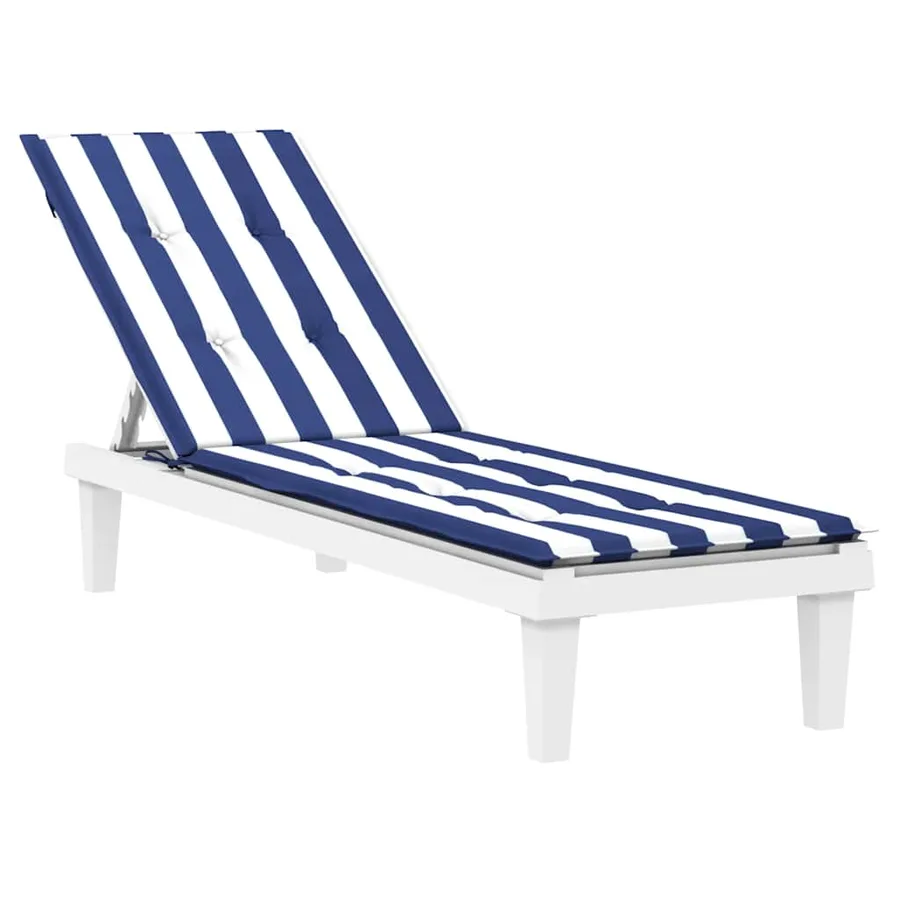 Coussin de chaise longue rayures bleues/blanches tissu oxford - 3