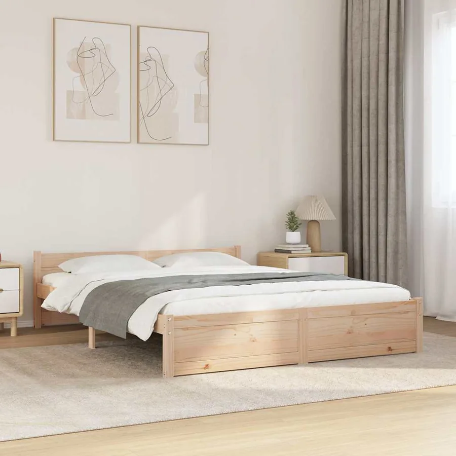 Cadre de lit sans matelas bois massif 140x200 cm
