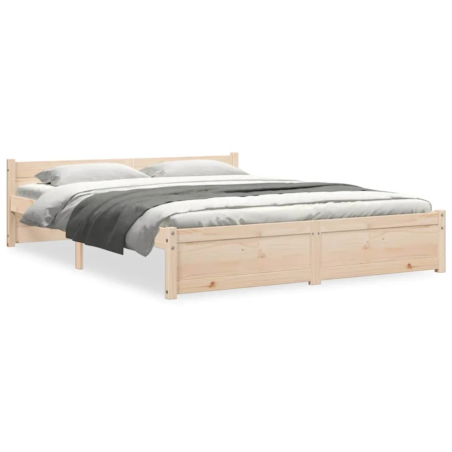 Cadre de lit sans matelas bois massif 140x200 cm - 2