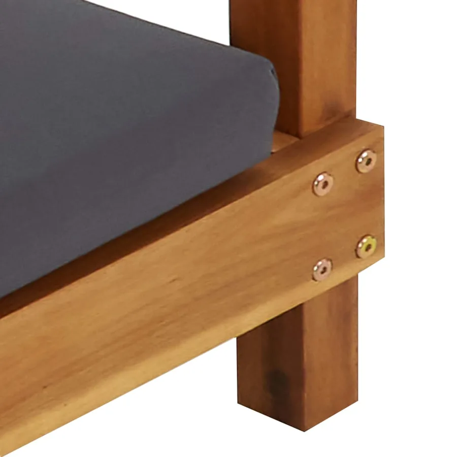 Chaise longue double avec rideaux et coussins Bois d'acacia - 9
