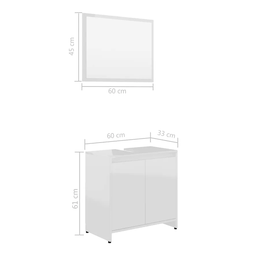 Meubles de salle de bain Blanc brillant Bois d'ingénierie - 10
