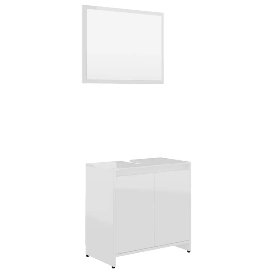 Meubles de salle de bain Blanc brillant Bois d'ingénierie - 2