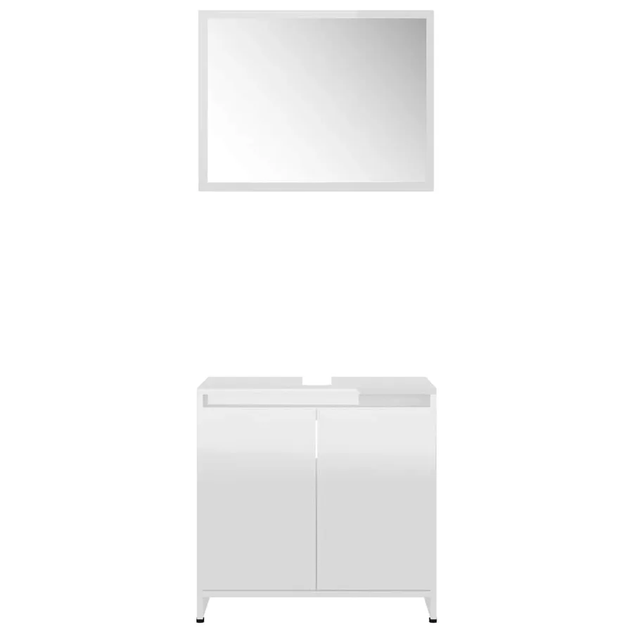 Meubles de salle de bain Blanc brillant Bois d'ingénierie - 4