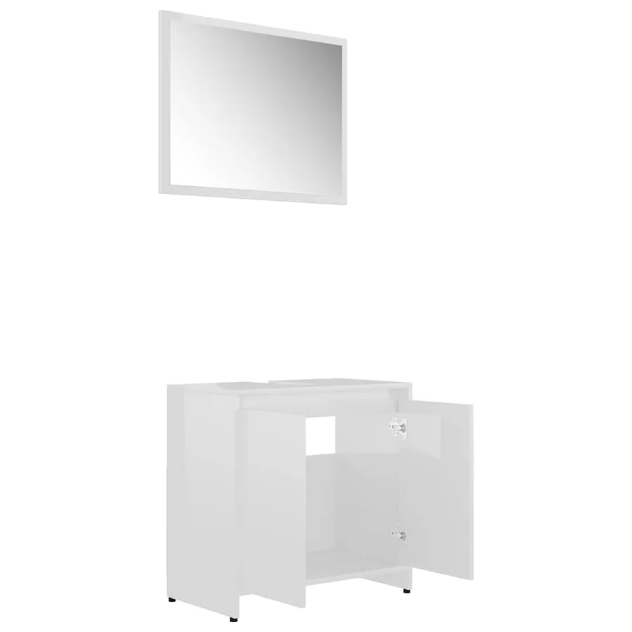 Meubles de salle de bain Blanc brillant Bois d'ingénierie - 5