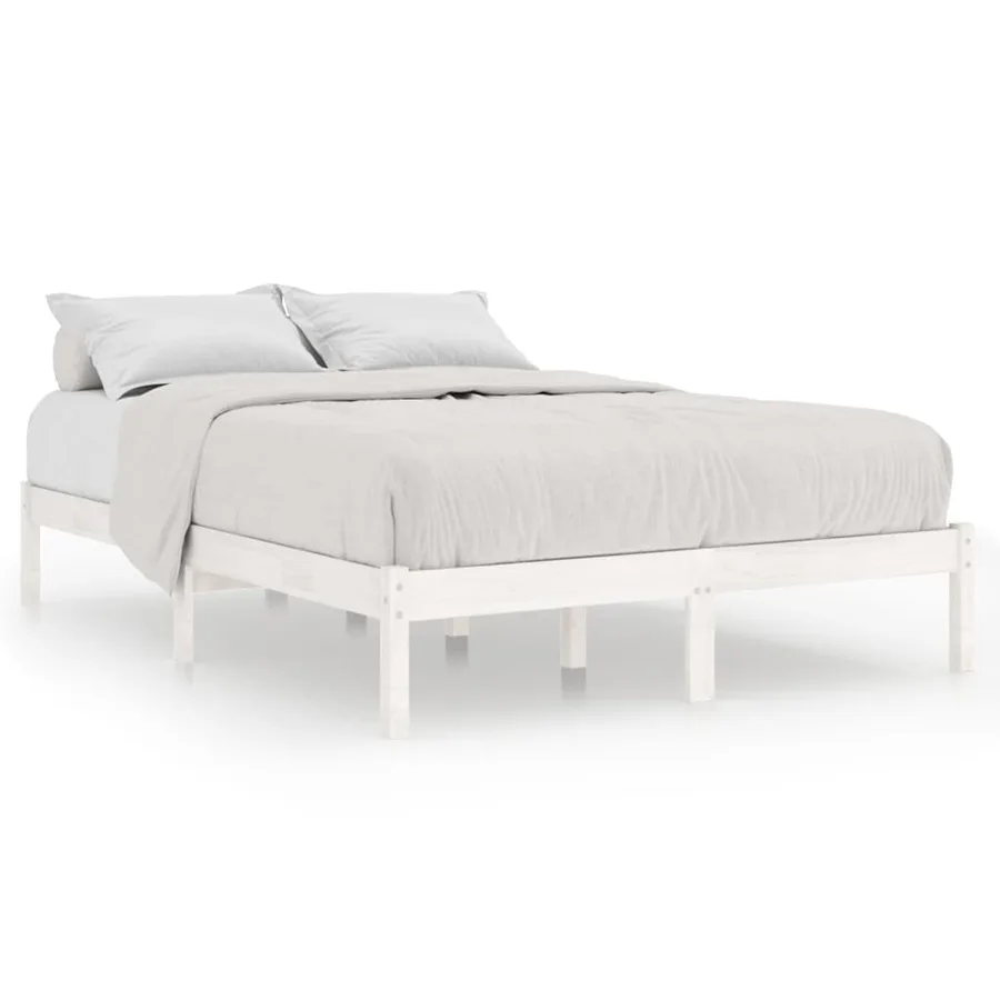 Cadre de lit sans matelas blanc bois massif 140x200 cm - 2