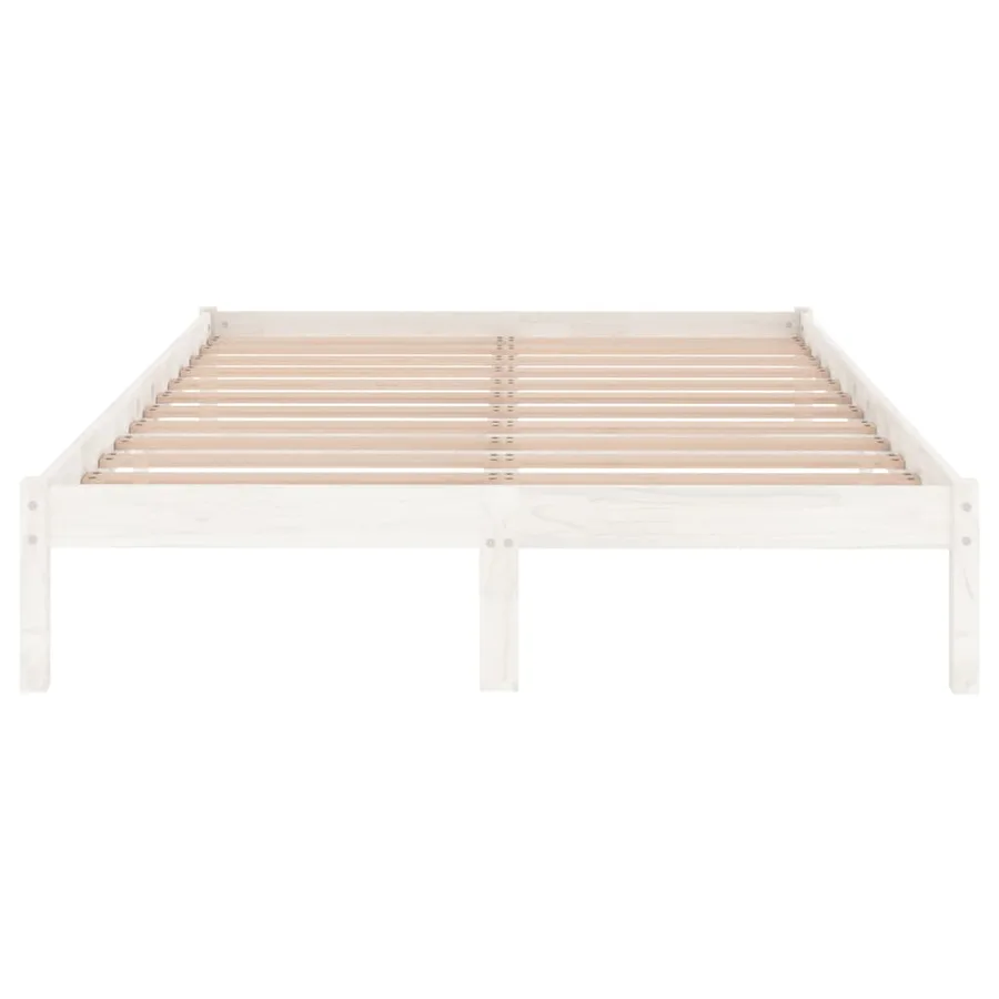 Cadre de lit sans matelas blanc bois massif 140x200 cm - 4