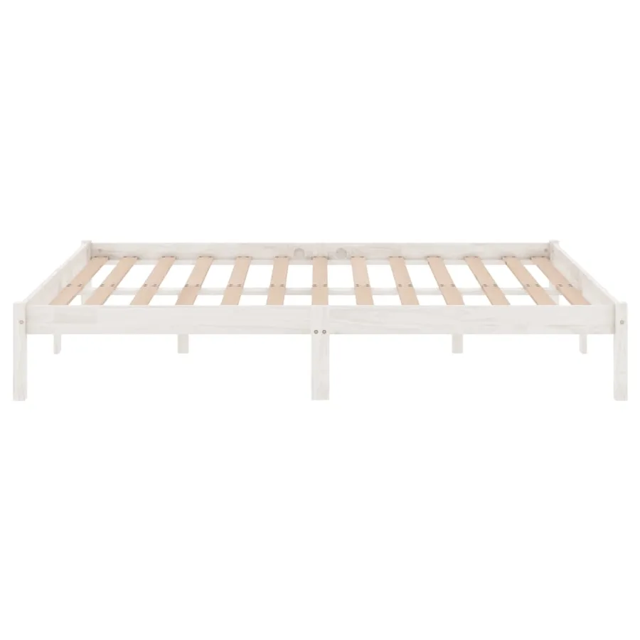 Cadre de lit sans matelas blanc bois massif 140x200 cm - 5