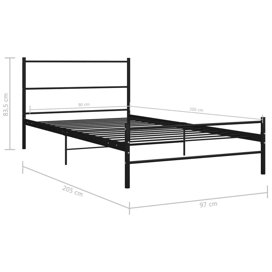 Cadre de lit sans matelas noir métal 90x200 cm - 7