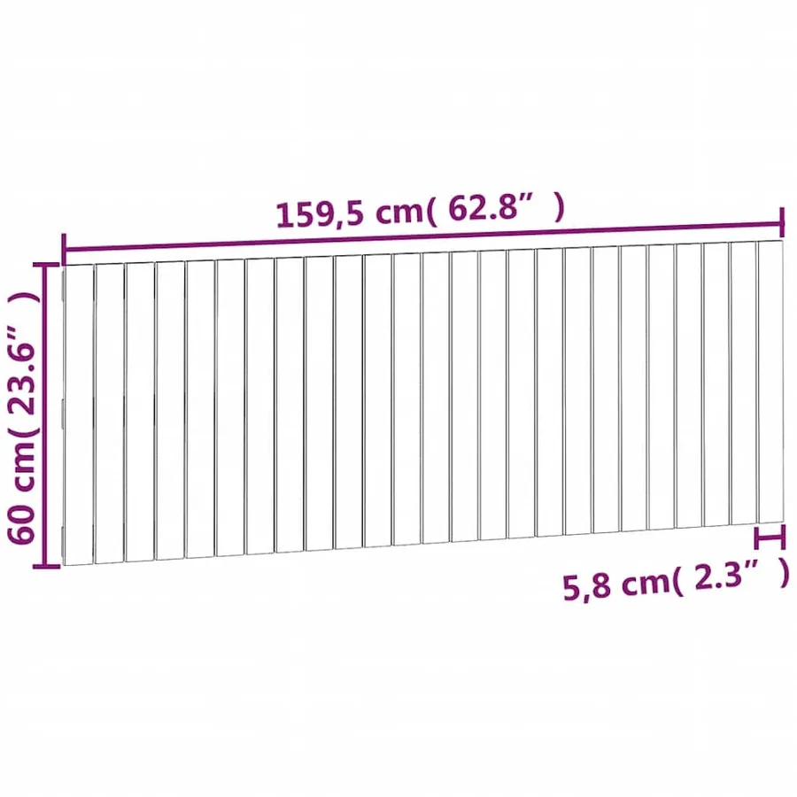 Tête de lit murale Blanc 159,5x3x60 cm Bois massif de pin - 8