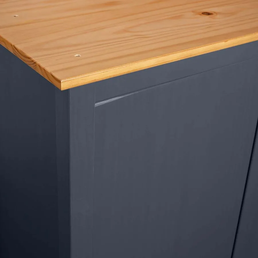 Garde-robe à 2 portes Hill Gris 89x50x170cm Bois de pin solide - 6