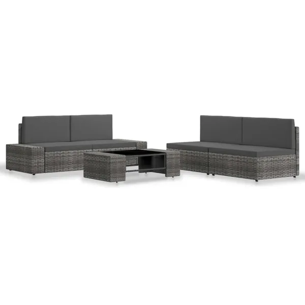 Salon de jardin 5 pcs Résine tressée Gris