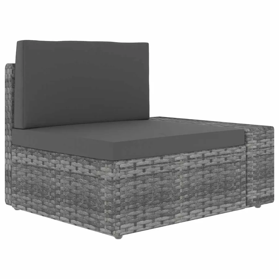 Salon de jardin 5 pcs Résine tressée Gris - 10