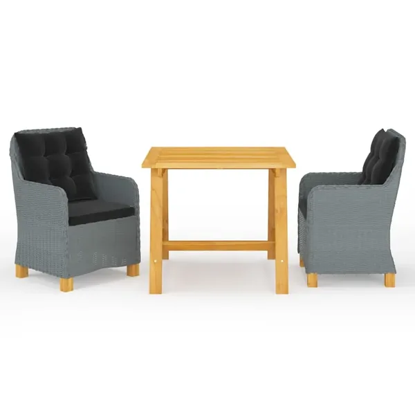 Ensemble à manger de jardin 3 pcs Gris clair