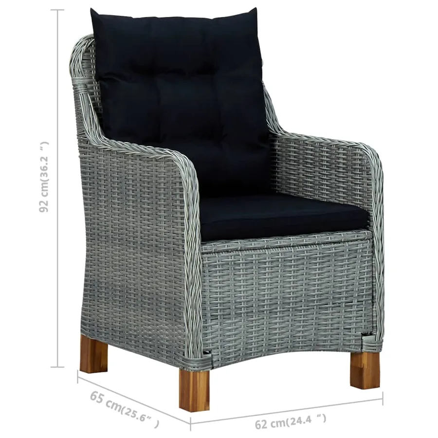 Ensemble à manger de jardin 3 pcs Gris clair - 11