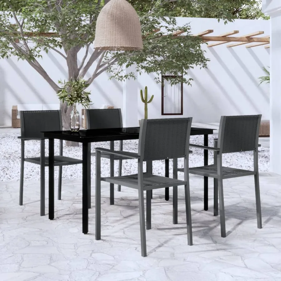 Ensemble à manger de jardin 5 pcs Noir