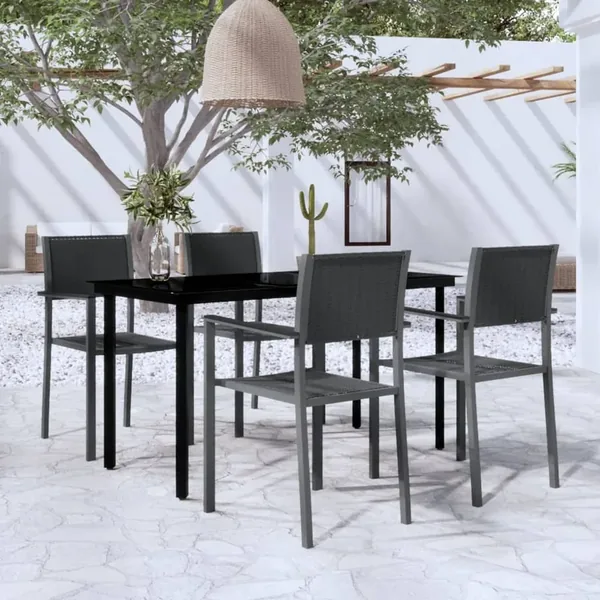 Ensemble à manger de jardin 5 pcs Noir