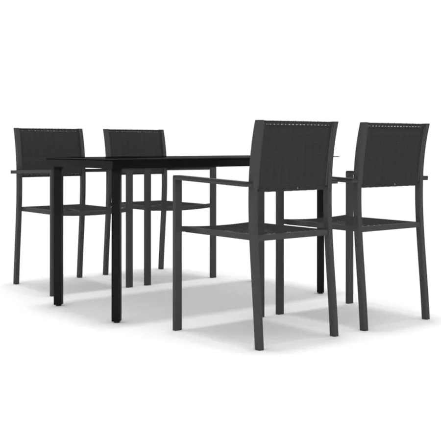 Ensemble à manger de jardin 5 pcs Noir - 2