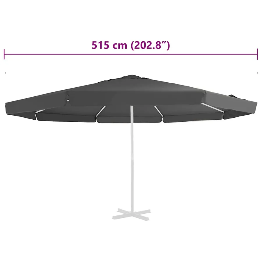 Tissu de remplacement pour parasol d'extérieur Anthracite 515cm - 5