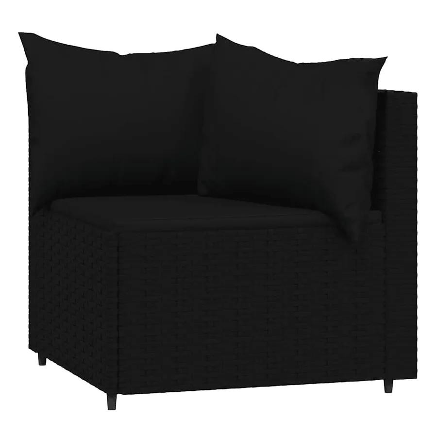 Salon de jardin 3 pcs avec coussins Noir Résine tressée - 4