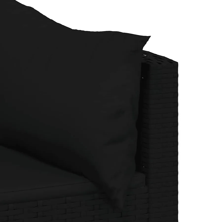 Salon de jardin 3 pcs avec coussins Noir Résine tressée - 8