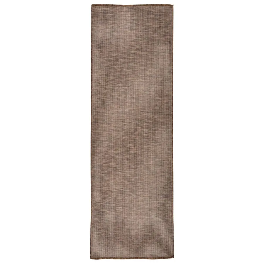Tapis à tissage plat d'extérieur 80x250 cm Marron