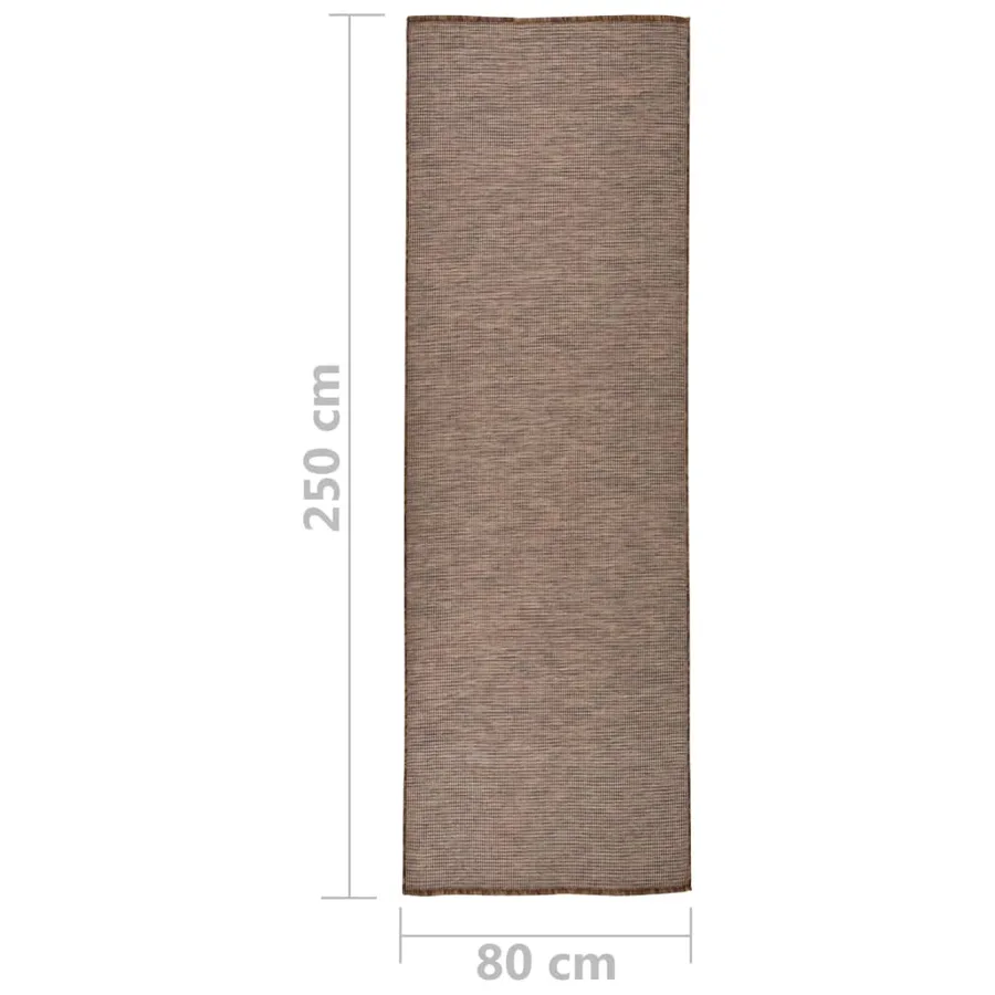 Tapis à tissage plat d'extérieur 80x250 cm Marron - 6