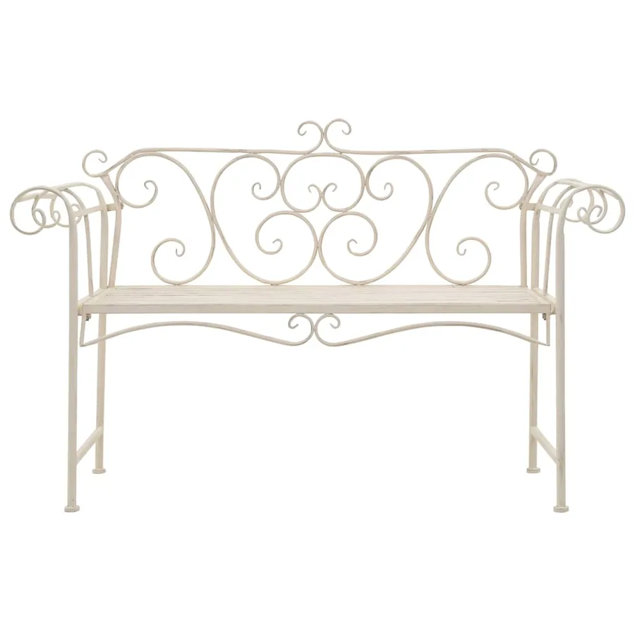 Banc de jardin 132 cm Métal Antique Blanc - 2