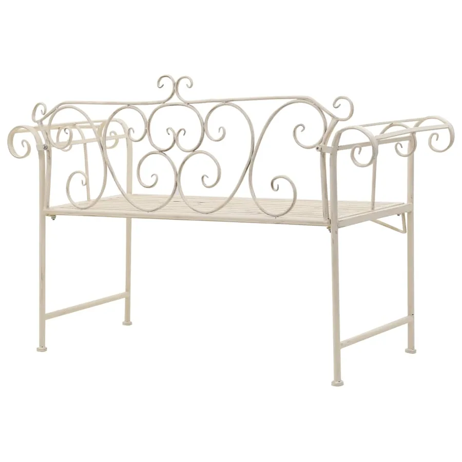 Banc de jardin 132 cm Métal Antique Blanc - 4