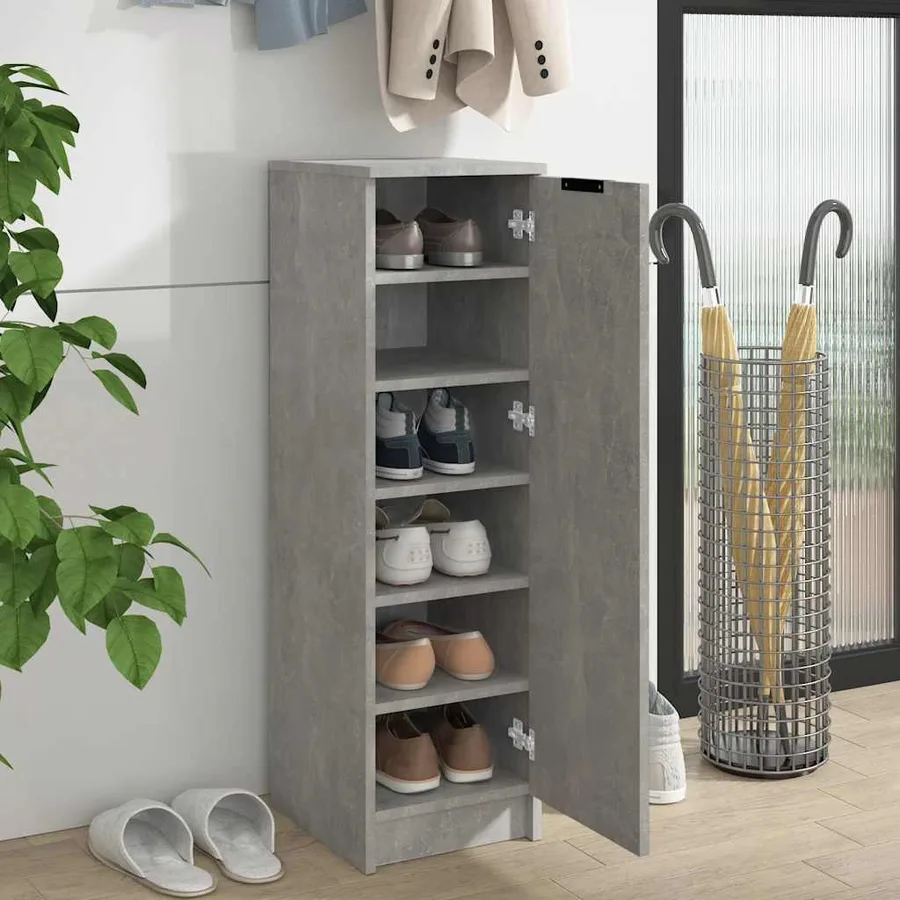 Armoire à chaussures Gris béton 30x35x100 cm Bois d'ingénierie - 3