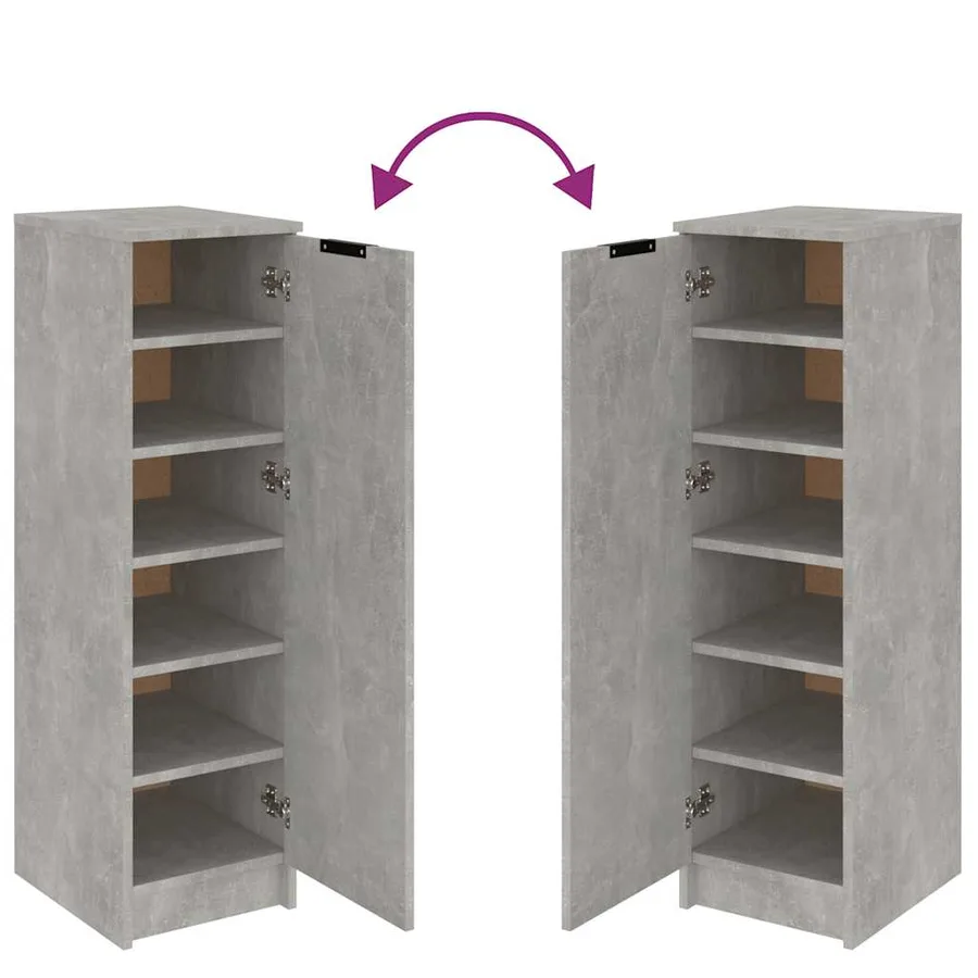 Armoire à chaussures Gris béton 30x35x100 cm Bois d'ingénierie - 8