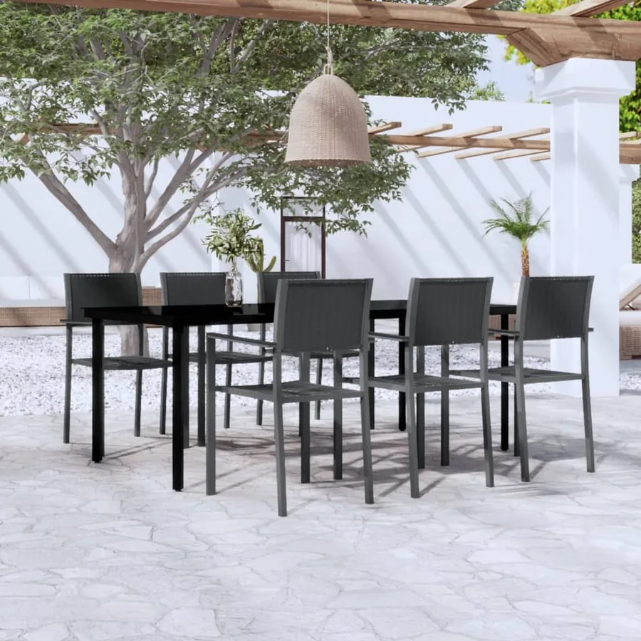 Ensemble à manger de jardin 7 pcs Noir