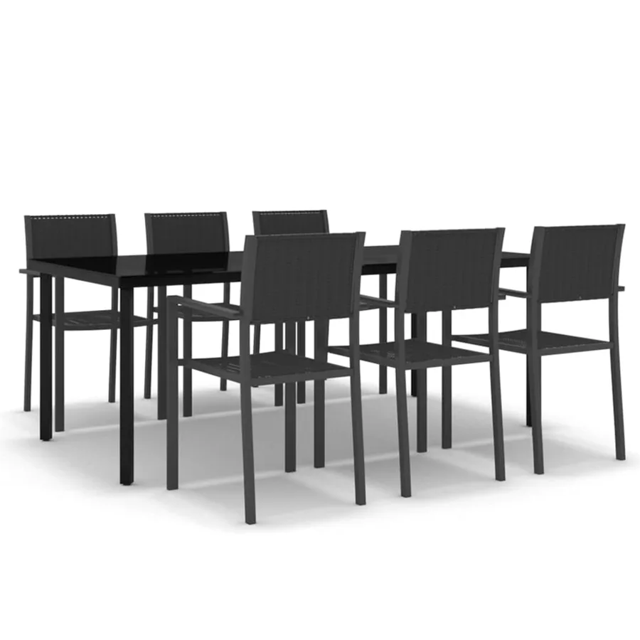 Ensemble à manger de jardin 7 pcs Noir - 2
