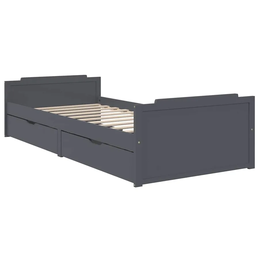 Cadre de lit sans matelas gris foncé bois pin massif 90x200cm - 3