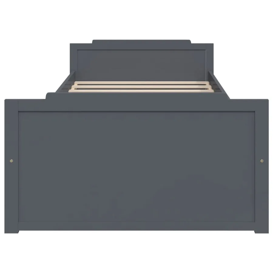 Cadre de lit sans matelas gris foncé bois pin massif 90x200cm - 4