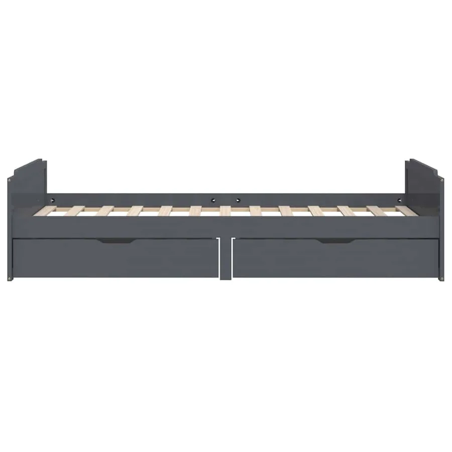 Cadre de lit sans matelas gris foncé bois pin massif 90x200cm - 5
