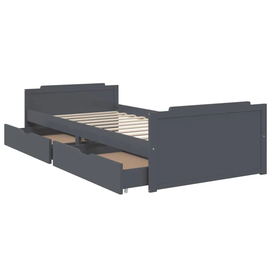 Cadre de lit sans matelas gris foncé bois pin massif 90x200cm - 6