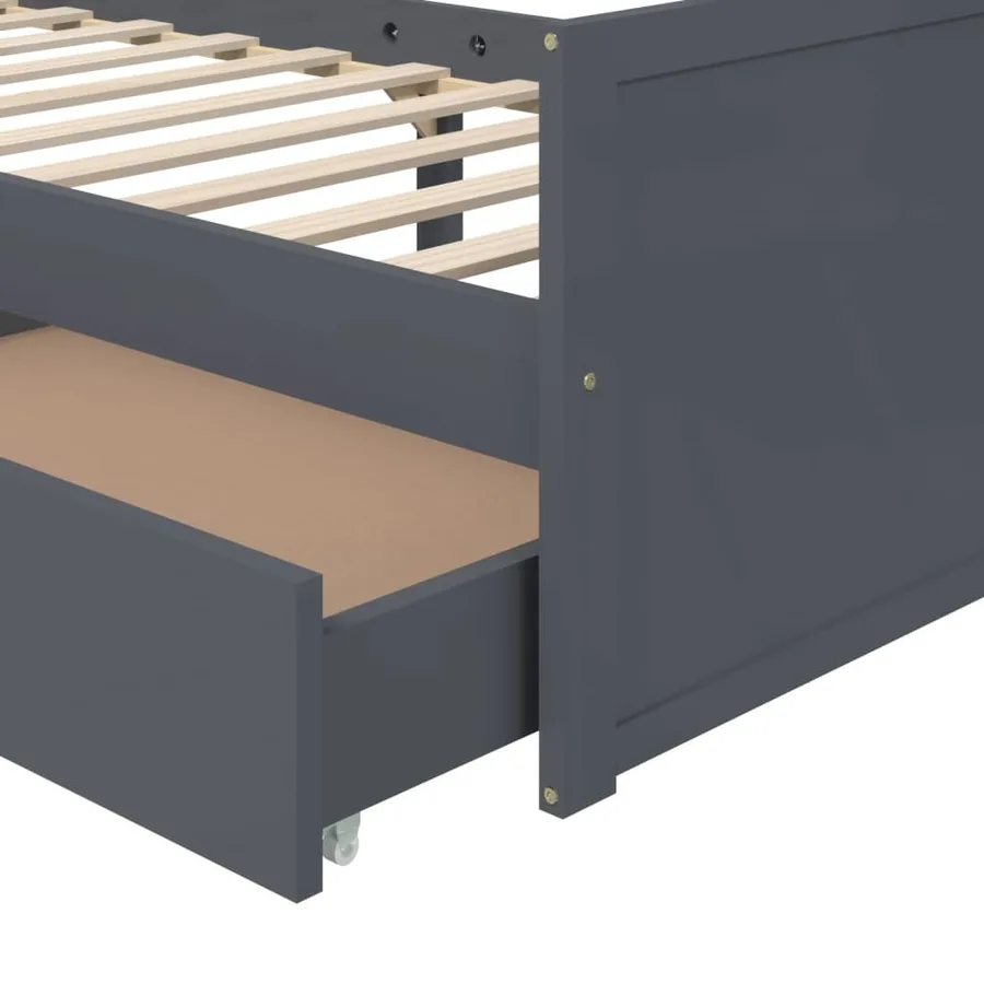 Cadre de lit sans matelas gris foncé bois pin massif 90x200cm - 7