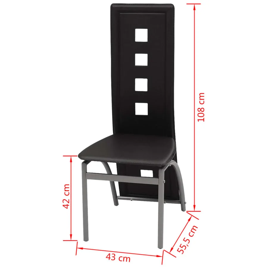 Chaises à manger lot de 2 noir similicuir - 5