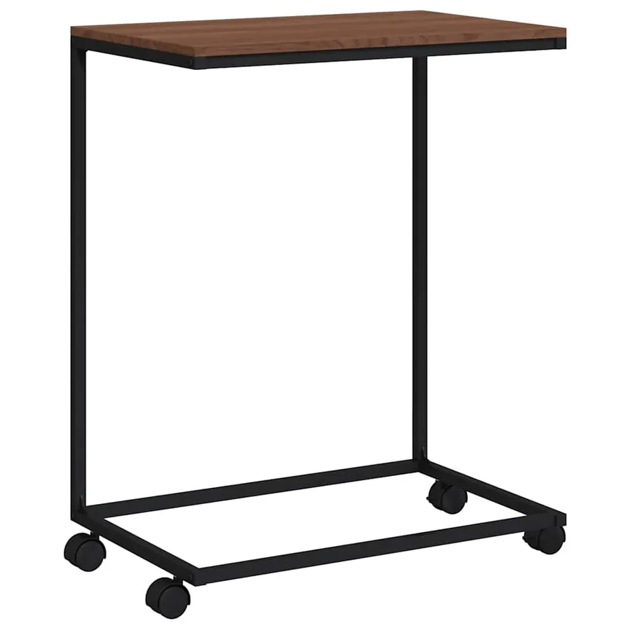 Table d'appoint avec roues noir 55x35x70 cm bois d'ingénierie - 2