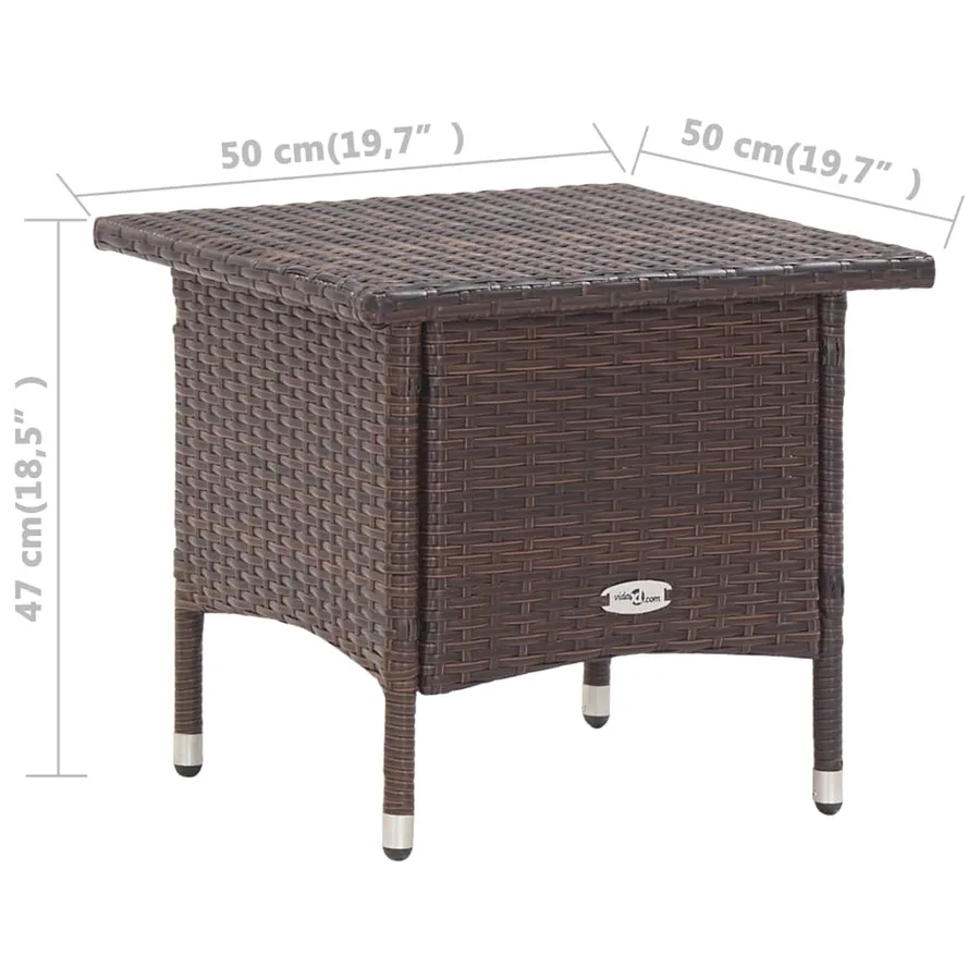 Table à thé Marron 50x50x47 cm Résine tressée - 5