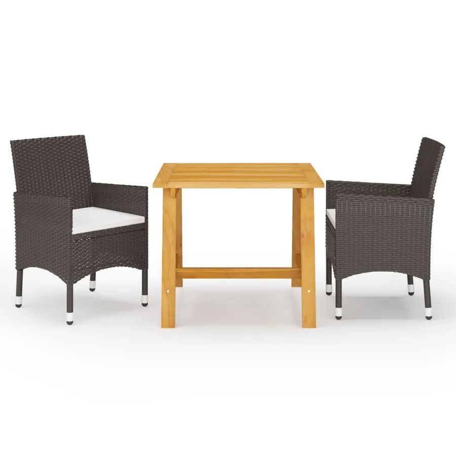 Ensemble à manger de jardin 3 pcs Marron