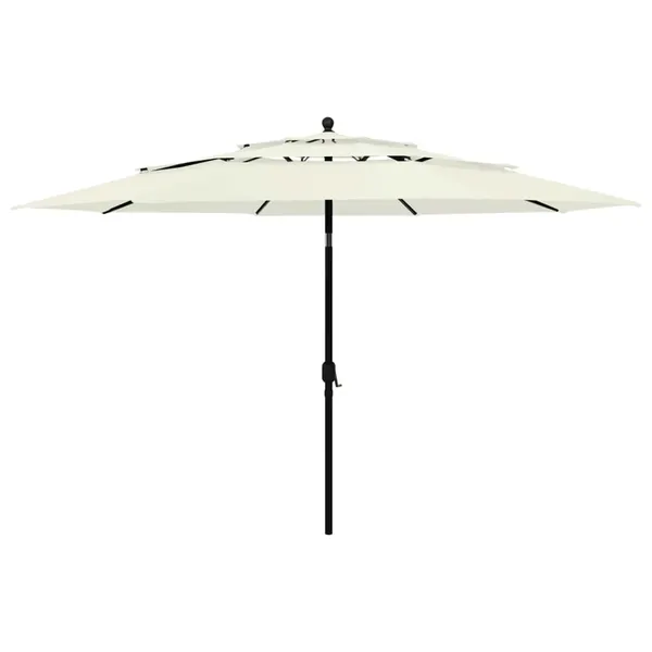 Parasol de jardin à 3 niveaux avec mât en aluminium sable 3,5 m