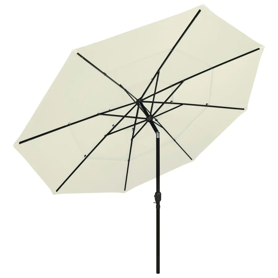 Parasol de jardin à 3 niveaux avec mât en aluminium sable 3,5 m - 2