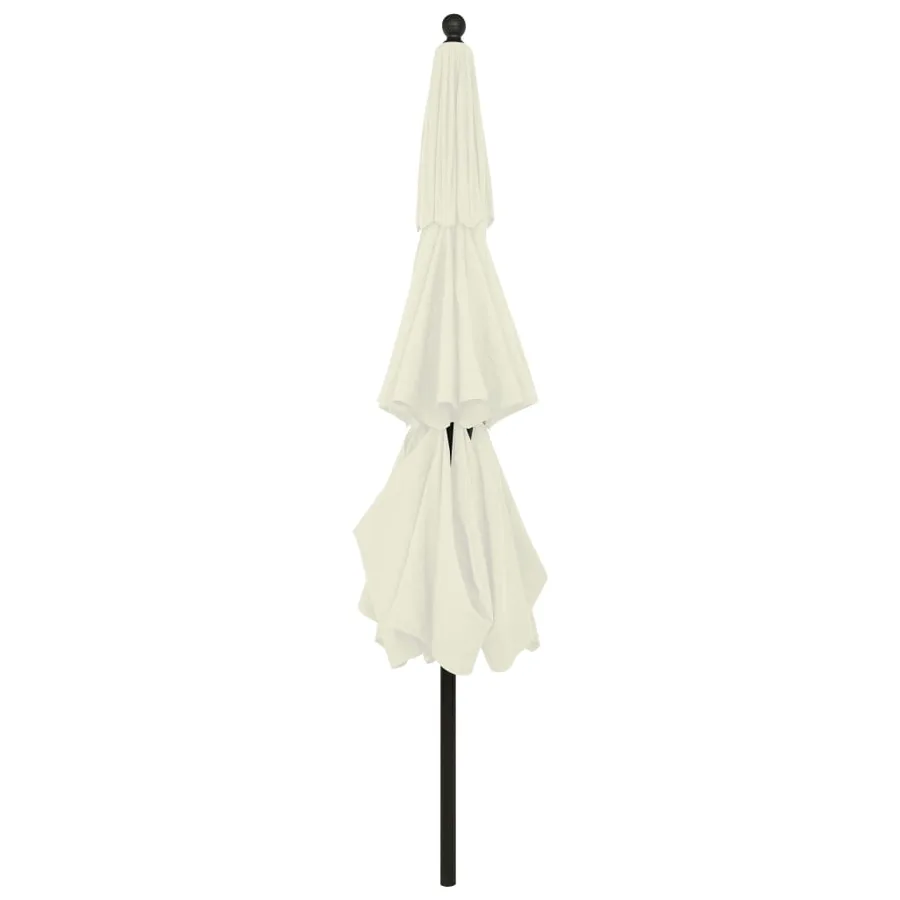 Parasol de jardin à 3 niveaux avec mât en aluminium sable 3,5 m - 4