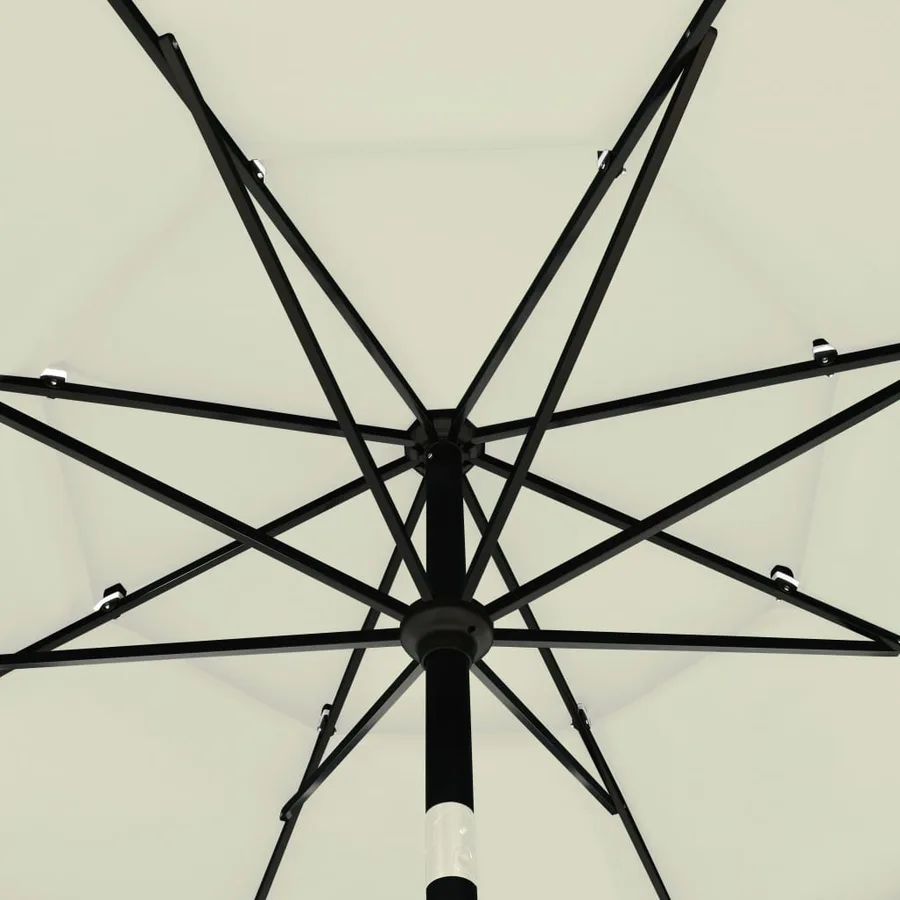 Parasol de jardin à 3 niveaux avec mât en aluminium sable 3,5 m - 6