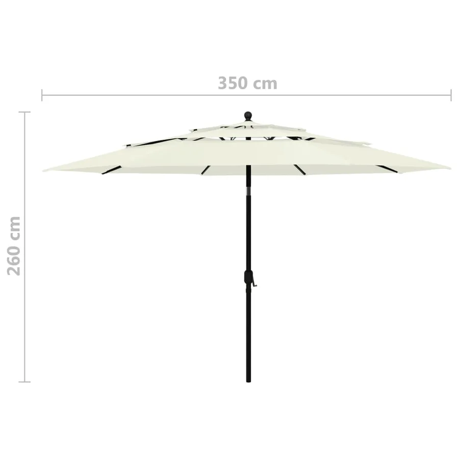 Parasol de jardin à 3 niveaux avec mât en aluminium sable 3,5 m - 8