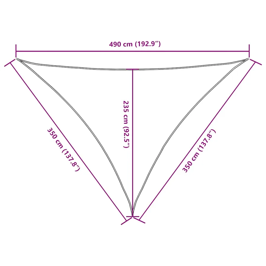 Voile de parasol tissu oxford triangulaire 3,5x3,5x4,9 m noir - 10